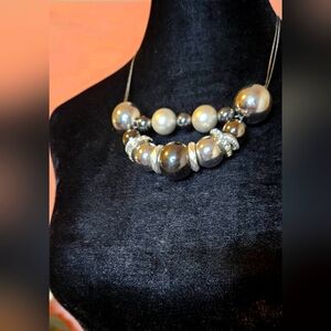 Vintage Silver and Gray Pearls Necklace